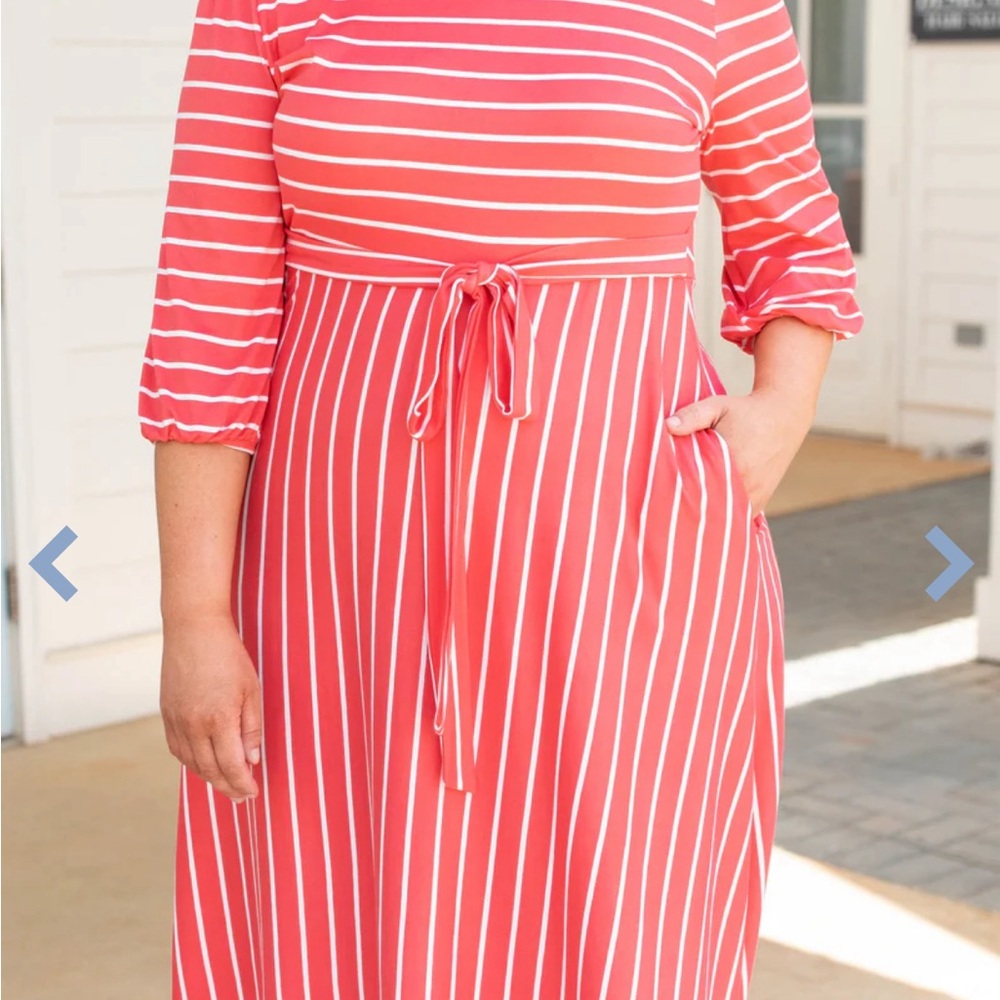 3x Chic Soul dress- coral and white stripe